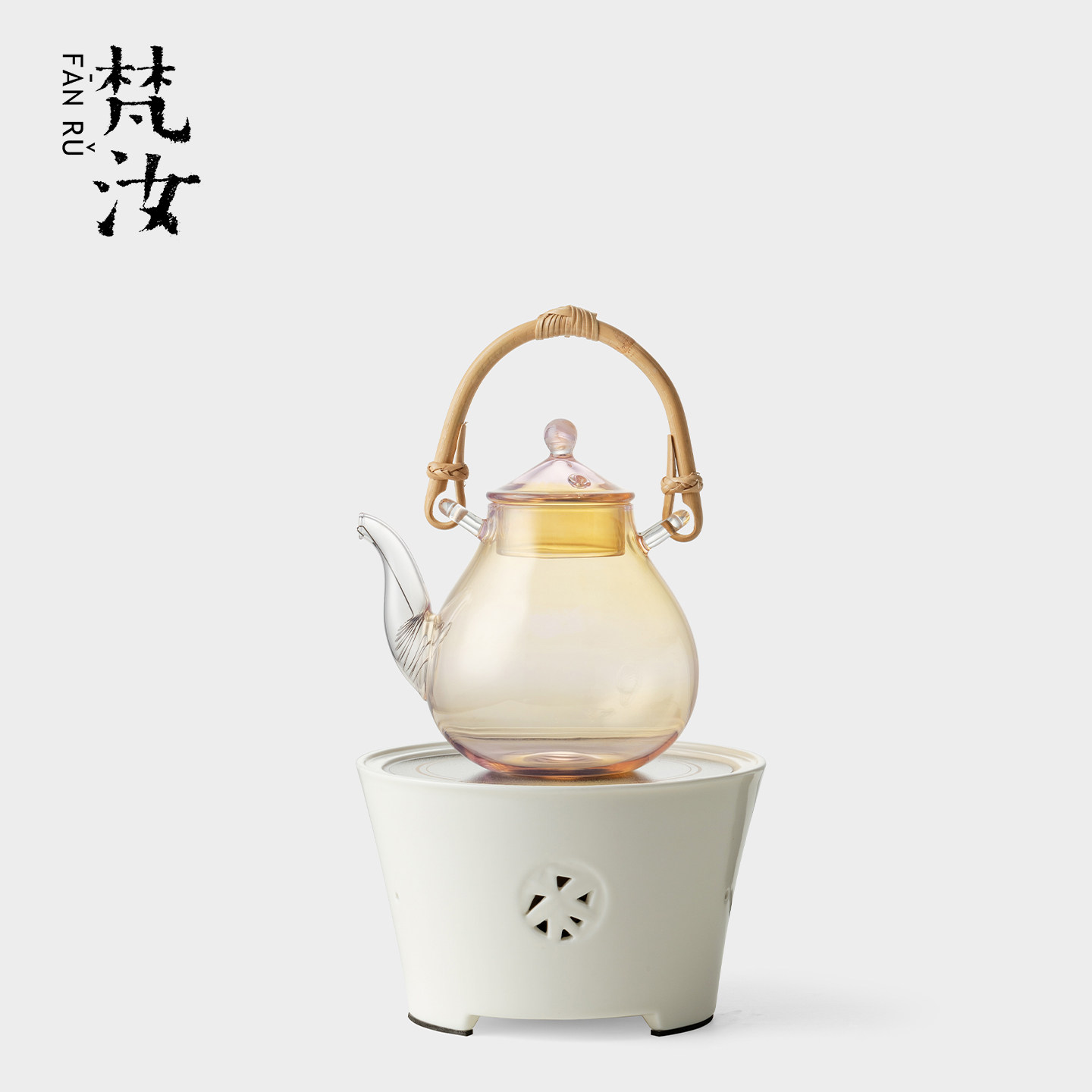 梵汝耐高温玻璃煮茶炉提梁壶套装家用高级感黄色煮茶器茶具电陶炉