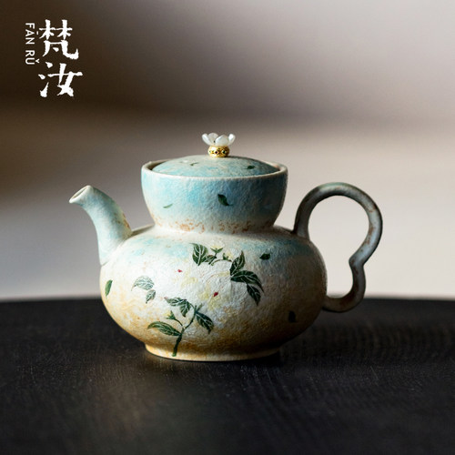 梵汝渐变手绘栀子花茶壶泡茶壶