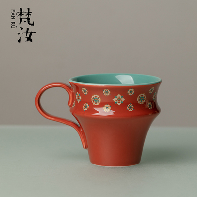 梵汝陶瓷釉下彩把手水杯茶咖杯