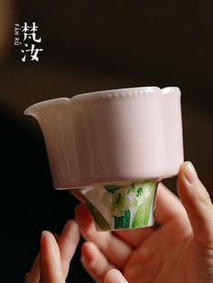 凡如纯手绘玉泥白瓷公平杯功夫茶具茶海茶隔板家用茶具茶杯