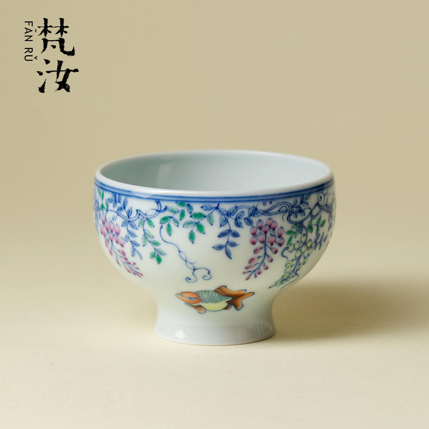 卓君 青花手绘紫藤花主人杯景德镇手工陶瓷茶杯高端斗彩茶具单杯