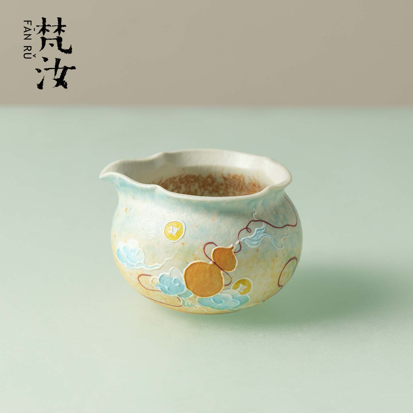 梵汝手绘福禄双全公道杯景德镇复古手工陶瓷釉下彩薄胎泡茶碗茶具图片