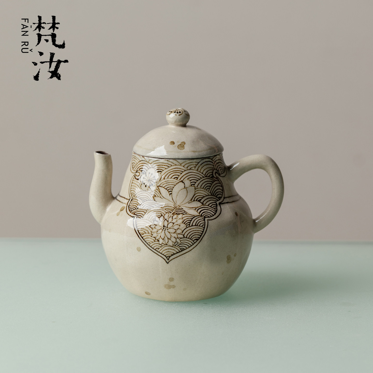 梵汝磁州窑手绘手工粗陶茶壶