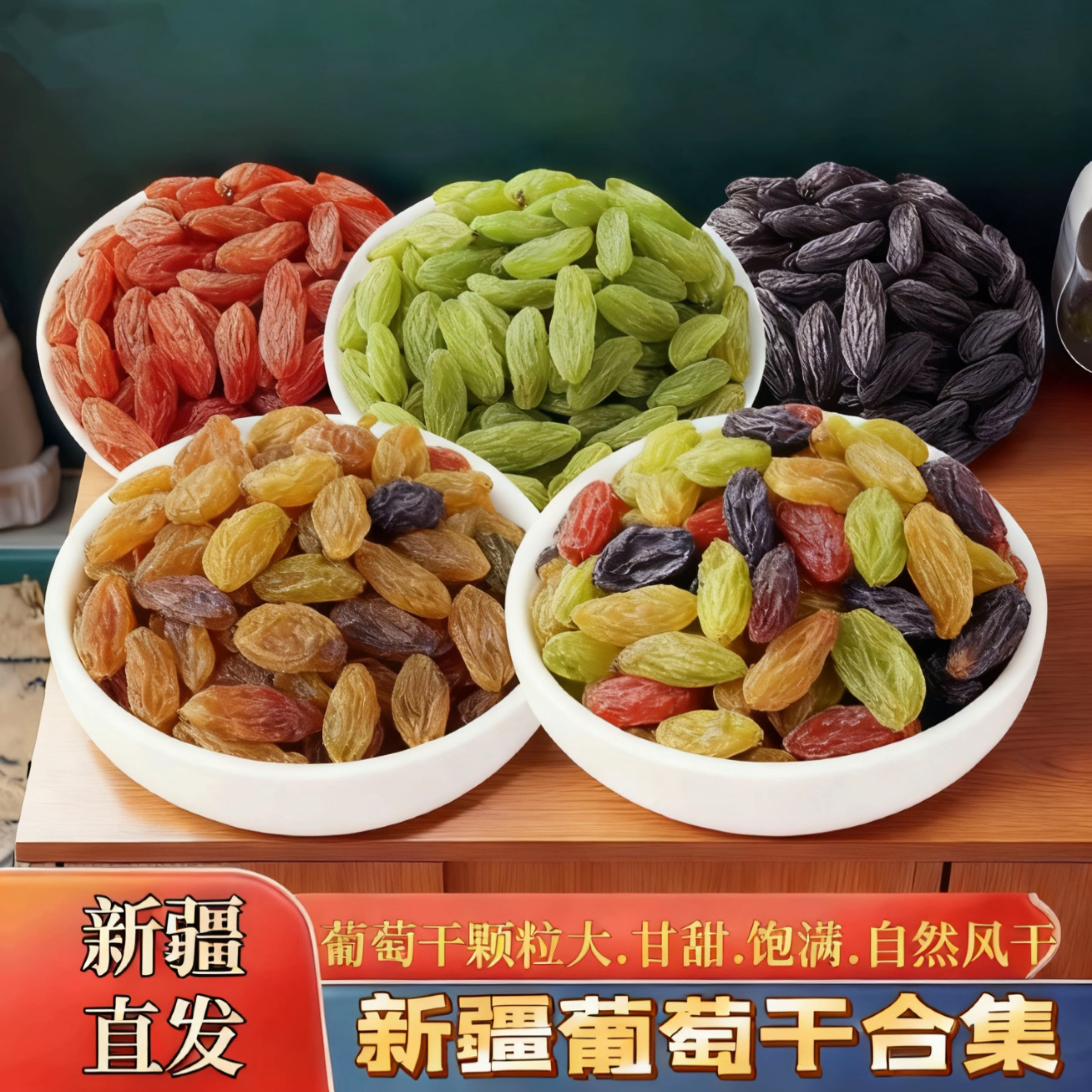 新疆吐鲁番葡萄干大合集 绿宝石 绿香妃 蓝宝石 黑加仑 无添加