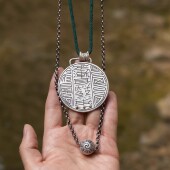 999足银挂坠新中式 道轩堂 道系银饰紫薇斗数法牌 道家化厄护身符