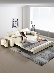 猫抓带充电口沙发床小公寓客厅多功能可折叠一体式两用拉出沙发