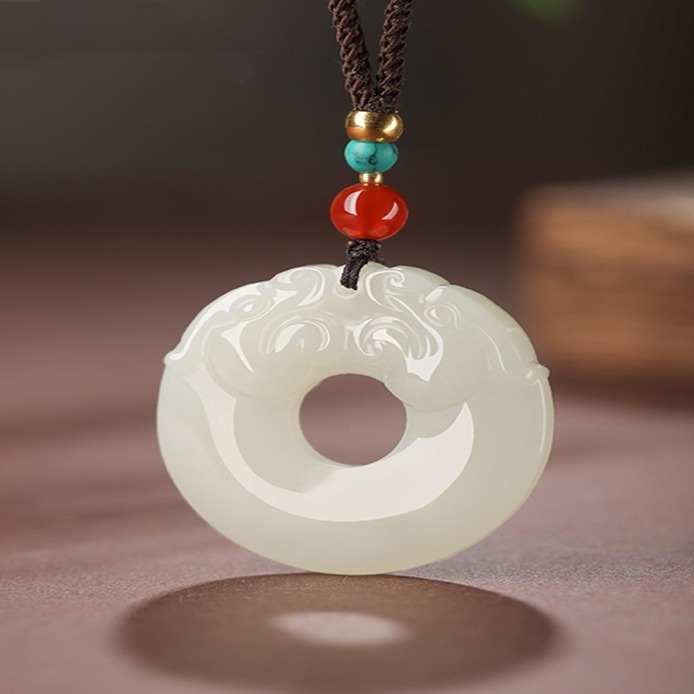 天然和田玉双貔貅吊坠男平安扣项链貔恘玉坠玉石女款挂件护身玉佩