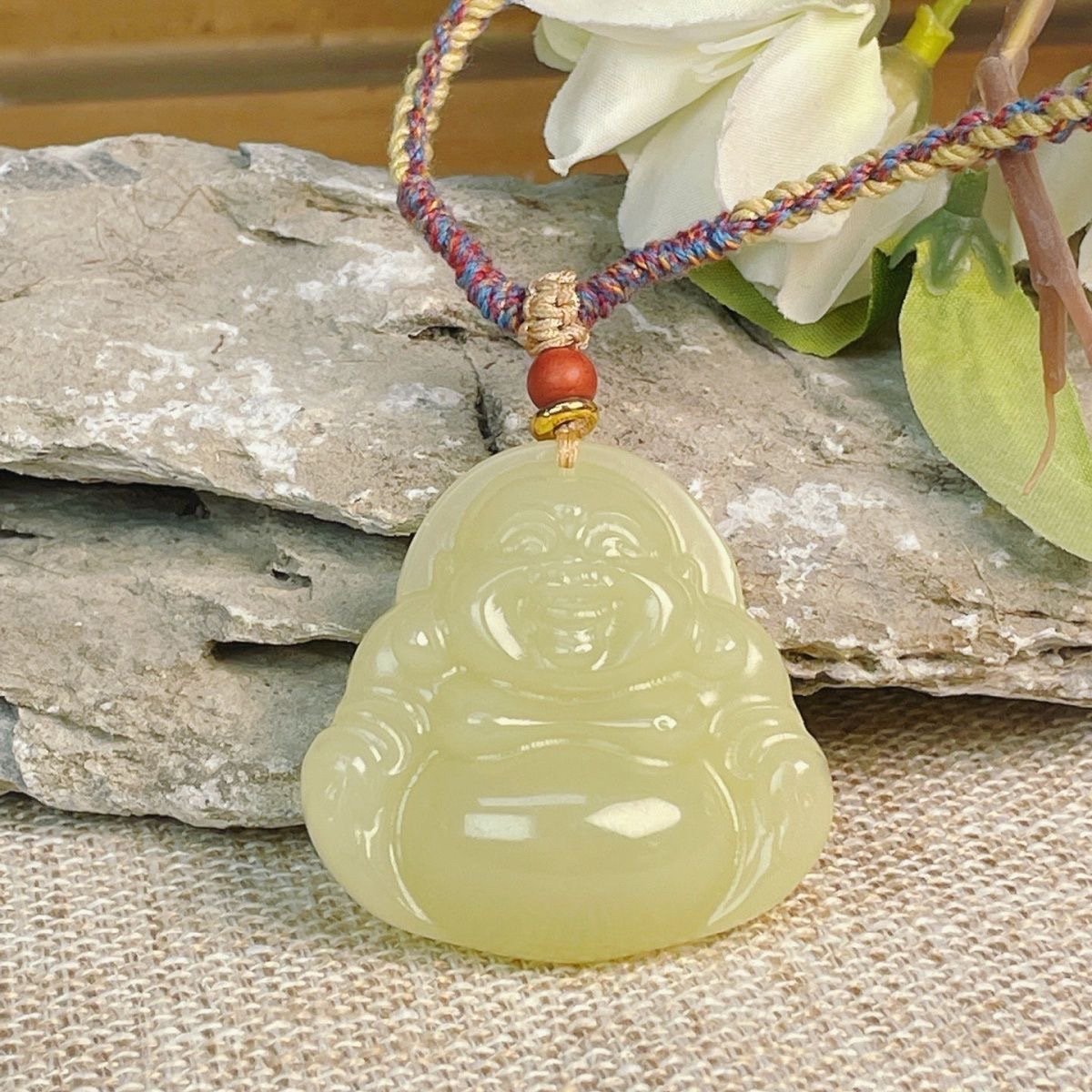 阿富汗玉晴水色弥勒佛坠