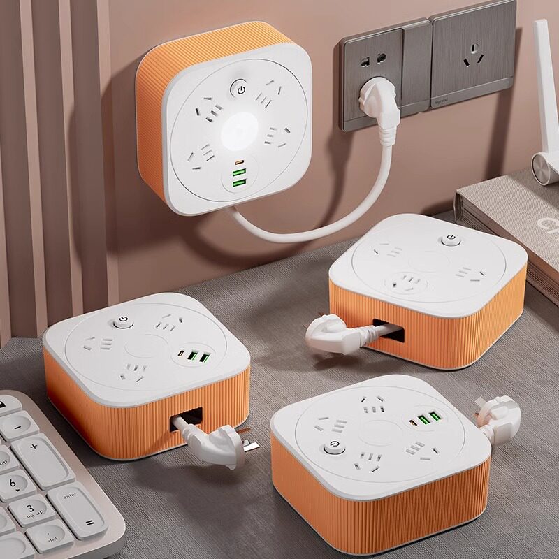 多功能插座可伸缩收纳插排学生宿舍家用多孔带USB夜灯拖接插线板