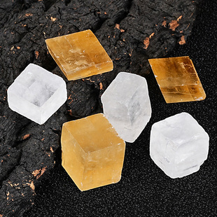 天然水晶方解石头原矿原石标本冰洲石摆件能量观赏石黄色矿物晶体