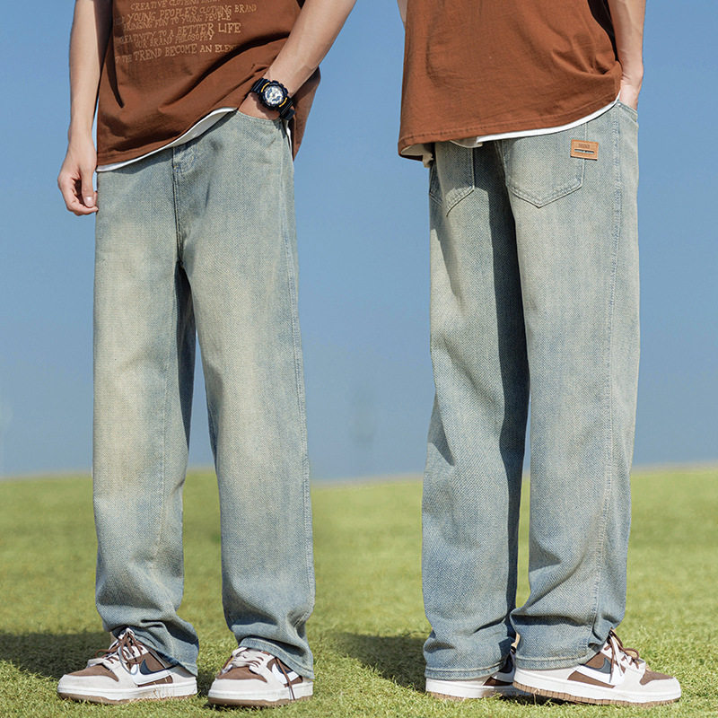 2026男士潮牌春夏季新款直筒牛仔裤宽松痞帅美式高街休闲阔腿长裤