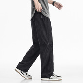 高街脏脏裤 卫裤 子港风拖地长裤 宽松休直筒宽松美式 新款 春夏裤