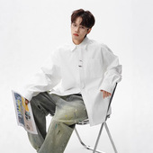 痞帅感纯色美式 高街长袖 衬衫 2026新款 叠穿外套男生春秋款 上衣