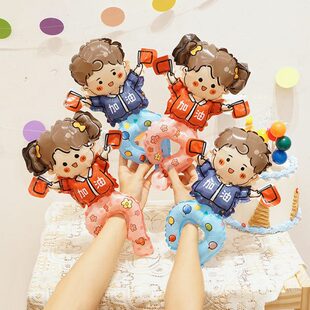 饰幼儿园国庆节加油棒氛棒活动商场儿童头饰置道具围布气球手持 装