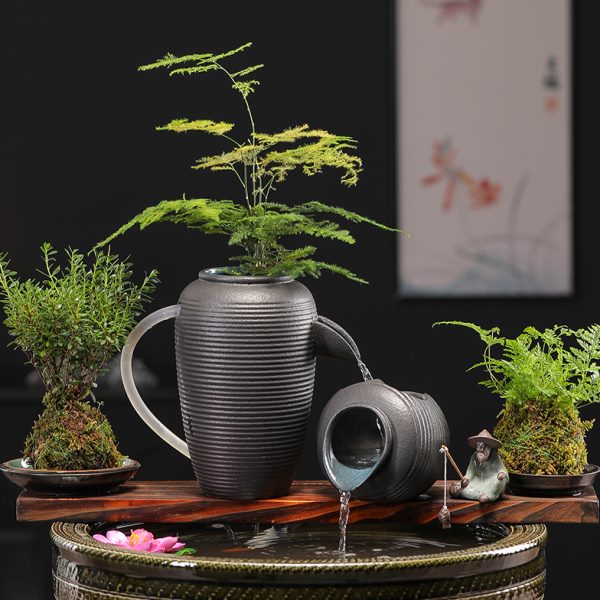 户外庭院鱼缸鱼池造景景观水循环流水陶罐出水口过滤增氧装饰摆件