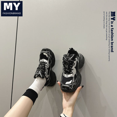 MY正品潮牌夏季新款小白鞋子女爆款网面透气厚底板鞋女ins潮