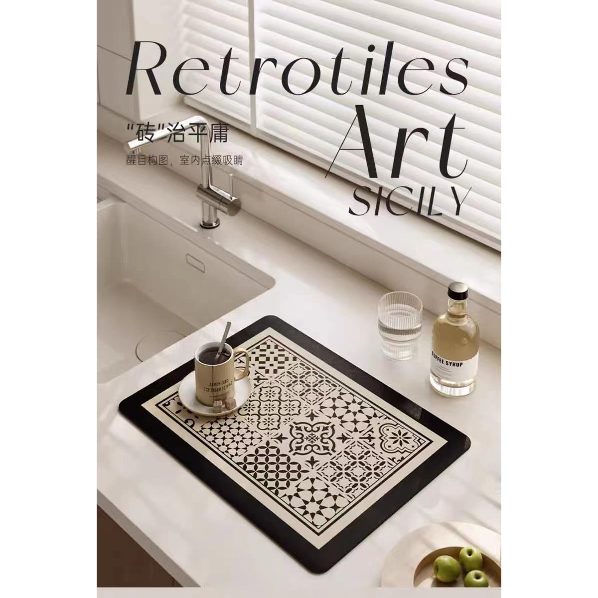 跨境硅藻泥轻奢咖啡机厨房台面沥水垫吸水洗手台吧台防滑隔热碗垫