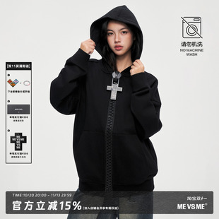 【陈泽同款】MEVSME超大拉链开衫连帽卫衣潮牌春秋上衣帽衫外套
