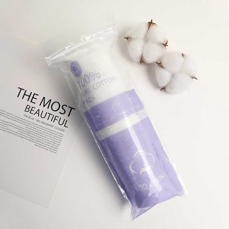 跨境外贸圆形化妆棉 三层加厚100片卸妆棉亲肤压边不掉絮棉片