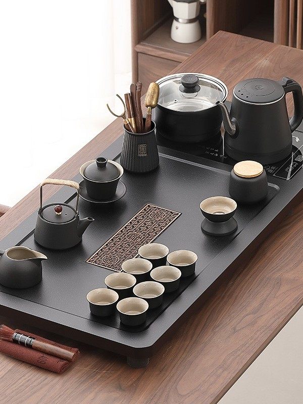 功夫茶具套装全自动泡茶台烧水壶一体家用办公室新款石材茶盘茶具