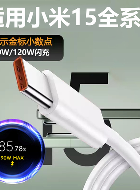 适用小米90W数据线15Spro闪充15pro充电器线14pro小米13pro金标快充120W小布丁笔记本电脑6A充电线15加长新款