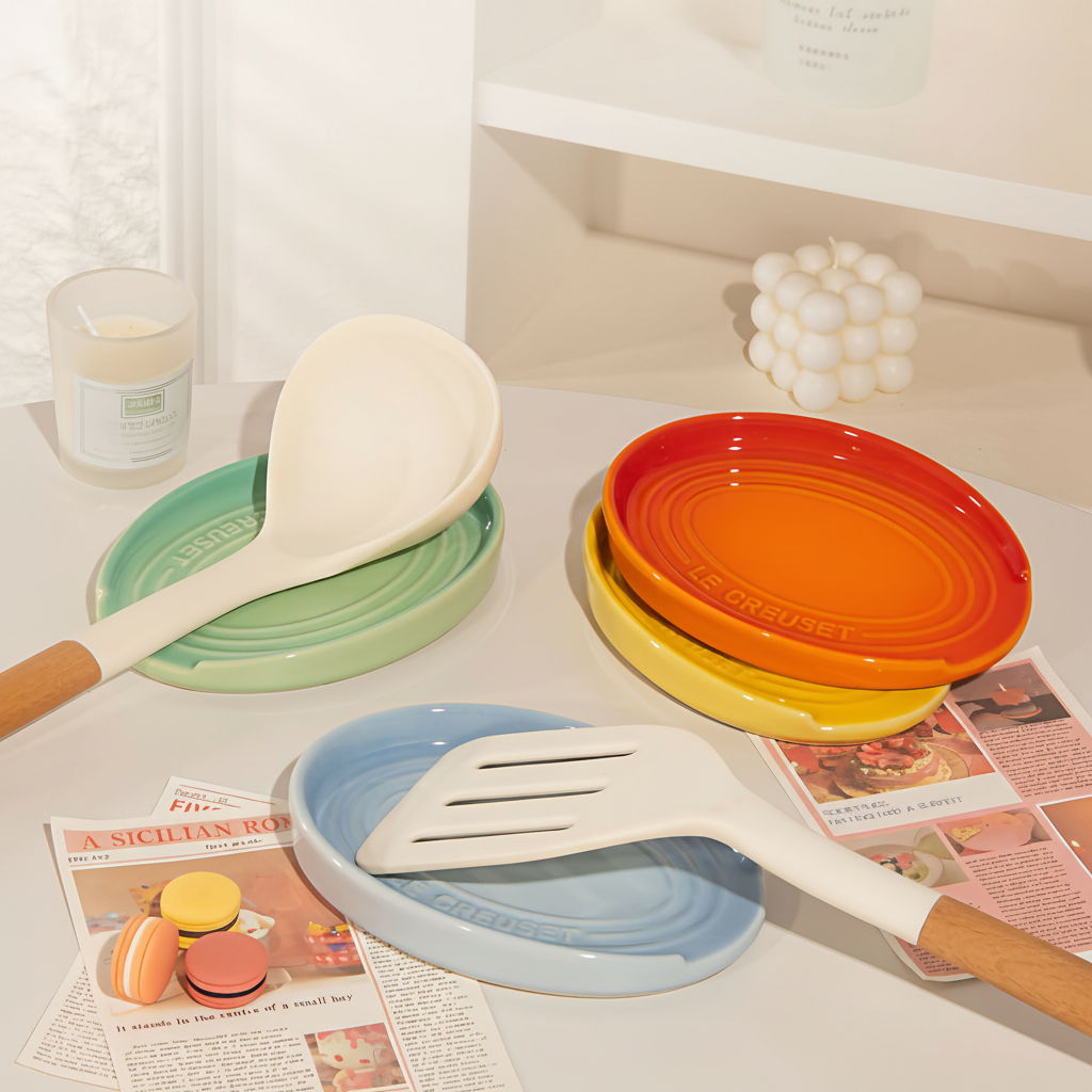 法国酷彩LE CREUSET陶瓷勺子托厨房锅铲架饭勺汤勺搁盘台面收纳垫,餐饮具,碟,淘宝优惠券,粉丝福利购,淘宝优惠卷