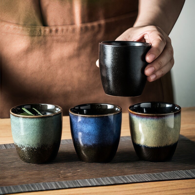 手工陶瓷复古茶杯水杯品茗杯图片