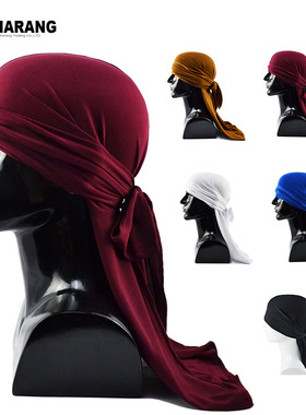 沙瓤官方 街舞头巾四面弹力系带丝滑长尾帽 Spandex  Durag