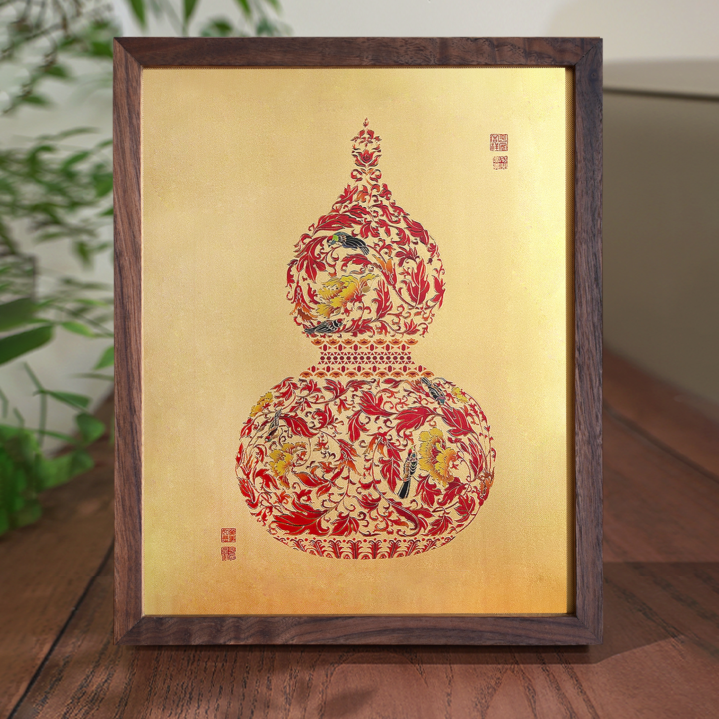 《大吉福禄》铜雕画葫芦玄关正对门摆件风水客厅高级乔迁新居礼品
