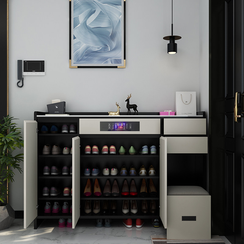新型智能轻奢鞋柜入户杀菌除臭烘干香薰鞋厨岩板玄关柜换鞋凳定制