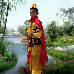 儿童古代士兵盔甲演出服项羽花木兰满江红铠甲兵马俑披风岳飞服装