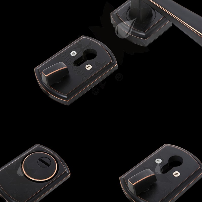 冰枫防盗门把手 黑色金色分体门拉手锌合金大门锁家用锁具装甲门