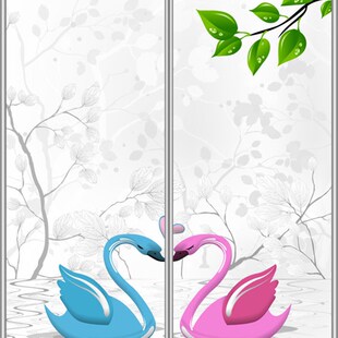 彩色艺术玻璃贴膜贴纸*订制磨砂玻璃贴*衣柜门贴纸窗花防水窗贴纸