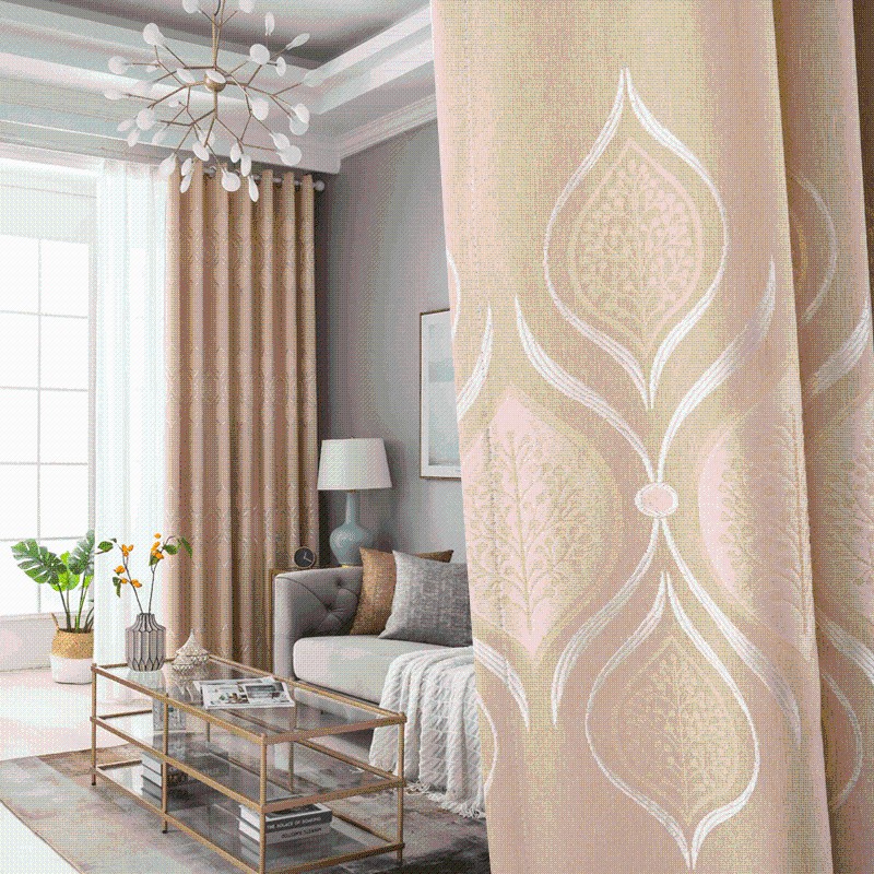 2021新款窗帘遮光加厚卧室提花布料北欧简约客厅阳台环保遮阳短帘