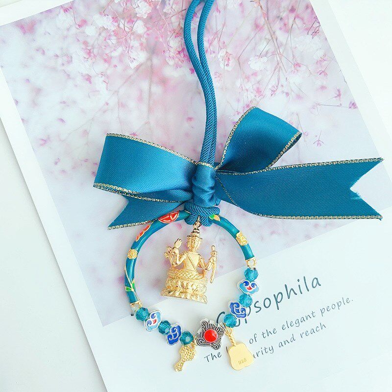 泰国佛牌 龙婆苏班四面佛车挂 孔雀蓝车载后视镜挂饰汽车挂件吊坠