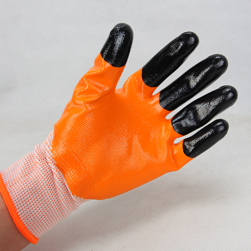 弘鼎耐磨王手套N513加强指防滑防水丁腈耐油干活机械做工劳保手套