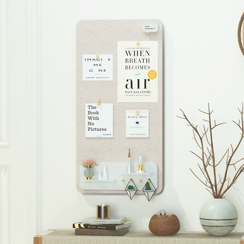 照片墙留言板组合免打孔置物架挂钩毛毡墙面贴展示板软木板幼儿园