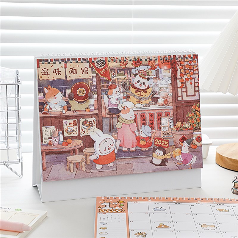 新款2025年台历可爱卡通2024年桌面日历办公室计划表年历月历摆件