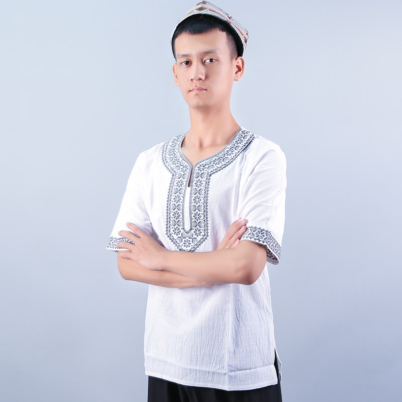新疆民族服装餐厅员工服短袖男女款夏季T恤宽松休闲透气圆领衣服