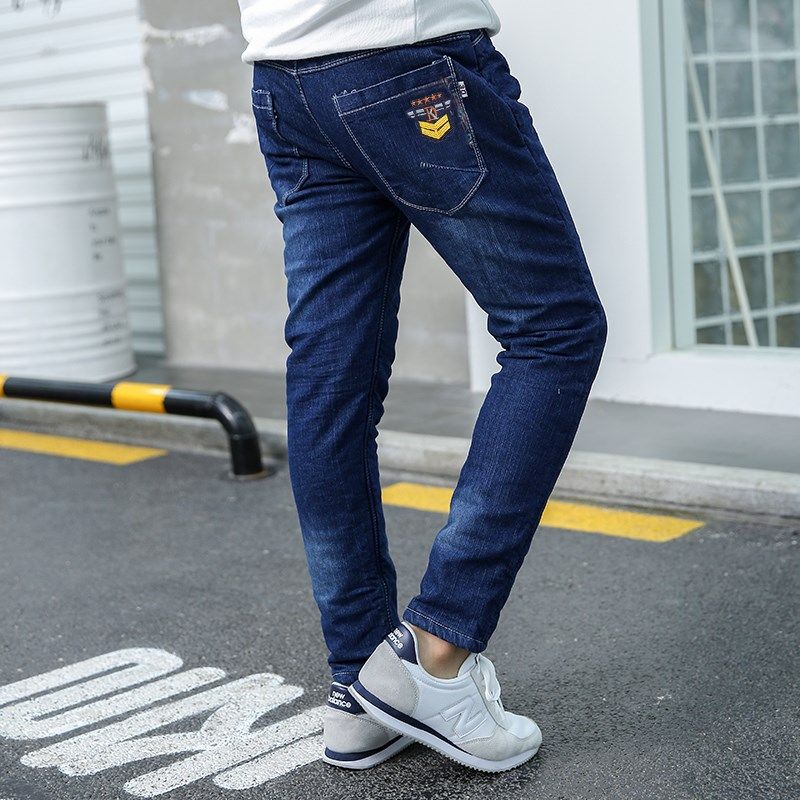 9男童裤子加绒中大童7男孩加厚棉裤外穿5宽松宝宝牛仔裤春款6-8岁