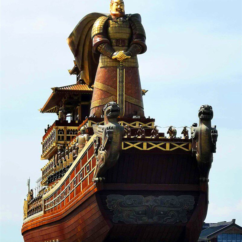 历史文化主题汉武大帝名人玻璃钢彩绘大型户外景观不锈钢金属雕像