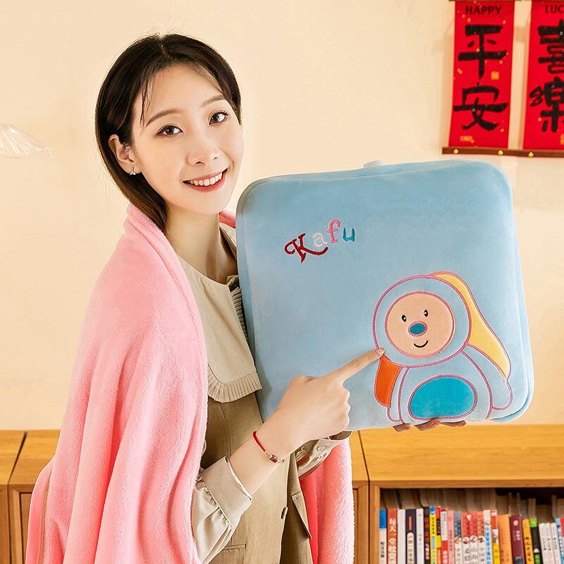 卡通空调被抱枕方形办公室车载带毛毯子二合一两用靠垫可机洗可爱