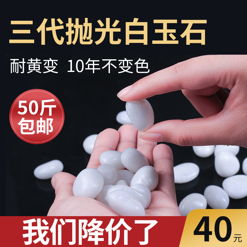 50斤装抛光白色石子石头大鹅卵石庭院铺路铺地小白石头造景白石子