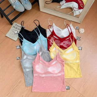 蕾丝吊带带附胸垫背心女秋外穿无袖上衣女辣妹穿搭纯欲风2025新款