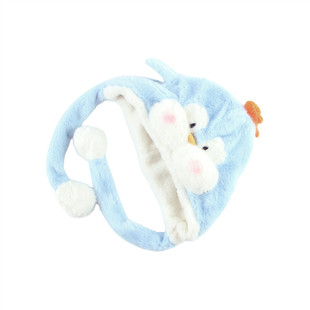 蓝灰企鹅鱼保暖套头帽子护耳朵会动防风女孩可爱儿童毛绒冬季加厚