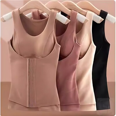 秋冬塑身衣女免穿文胸束腰塑身美体强力收腹加厚德绒保暖背心内衣