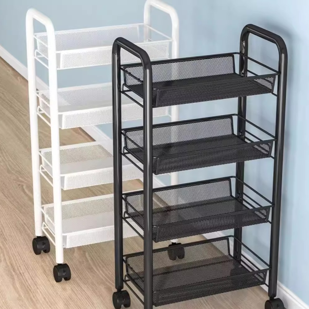 厨房置物架多层卫生间收纳架子落地多功能移动小推车零食果蔬菜篮