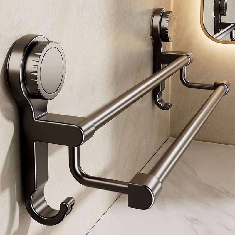 吸盘卫生间毛巾架子壁挂免打孔置物架浴室毛巾双杆洗手间收纳架