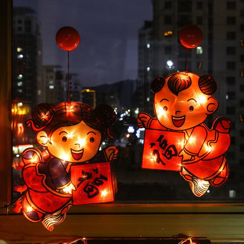 新款直销新款led新年氛围吸盘灯装饰灯商场橱窗喜庆灯串元宵节日
