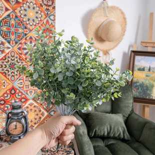 直销仿真花INS风尤加利金钱叶配草家居装 新款 饰婚庆植物墙假花MW5